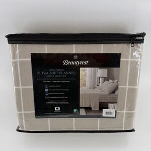Beauty rest Ultra Soft Flannel Sheet Set Grey/white Queen